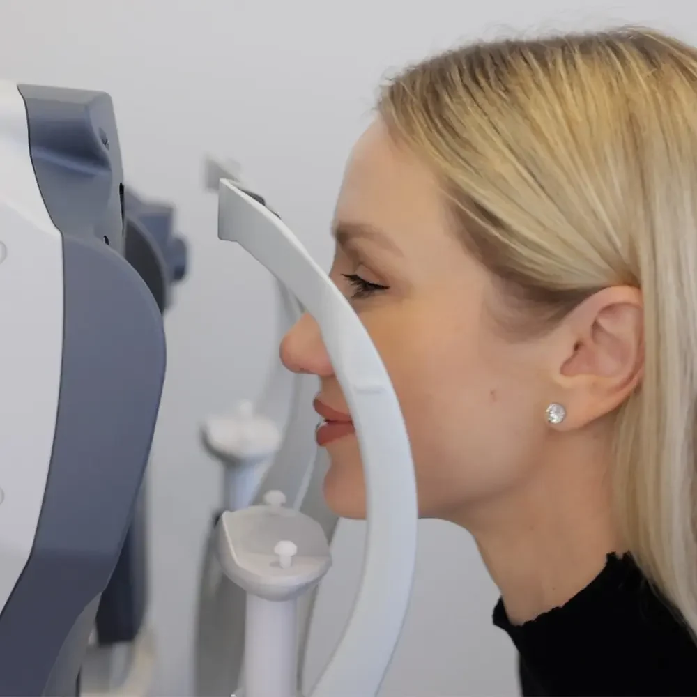 Woman undergoing an ocular-surface assessment