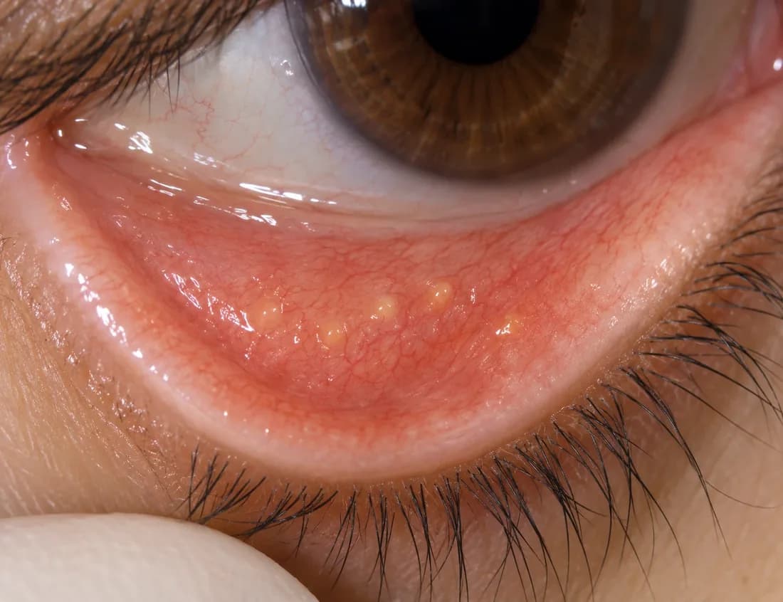 Close-up of a benign conjunctival lesion