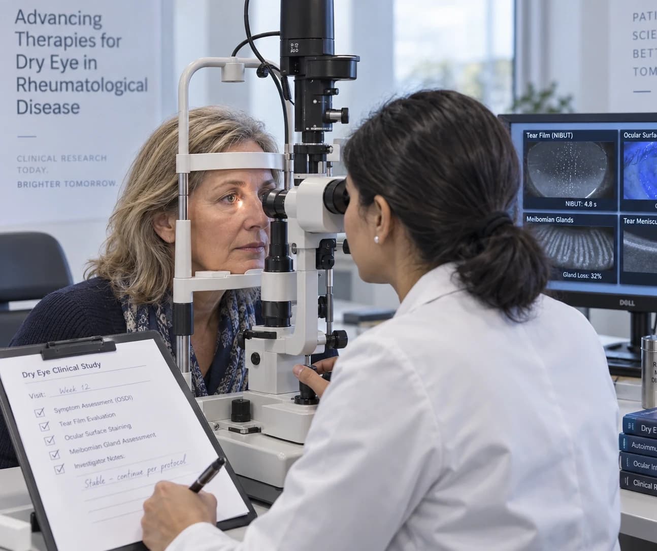 Dry-eye clinical study assessment at the slit lamp