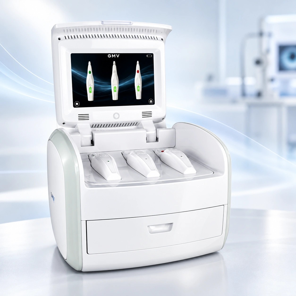 PLEXR&reg; Plus device by GMV with its three handpieces