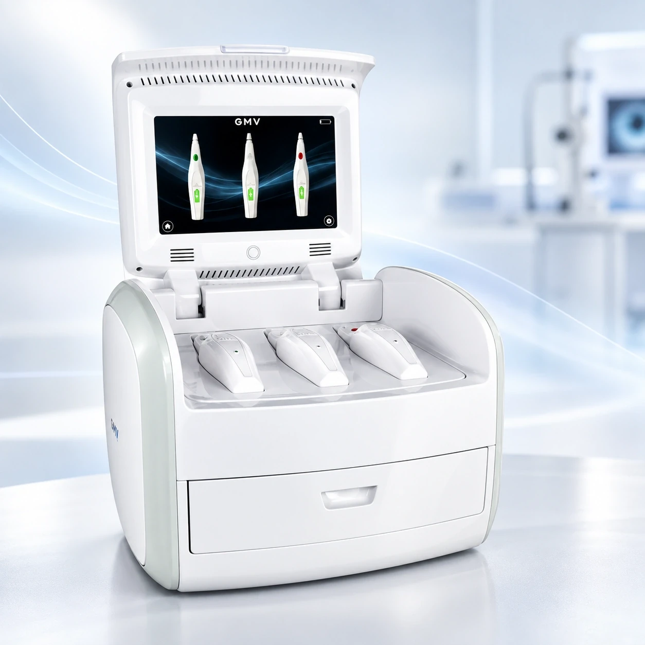 PLEXR® Plus device by GMV with its three handpieces