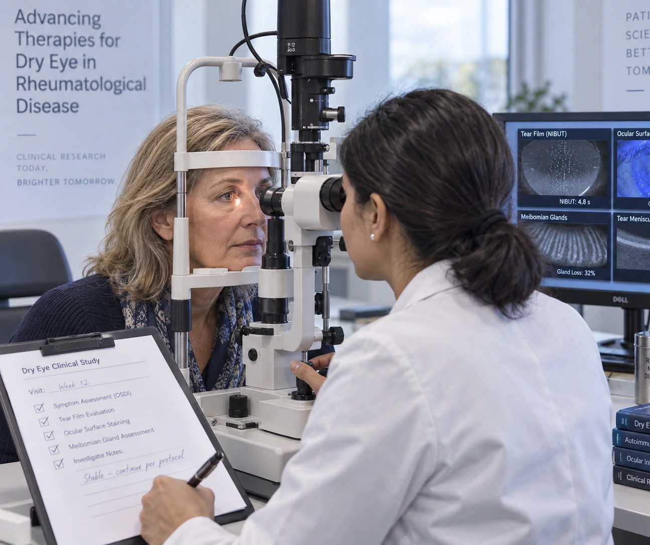 Dry-eye clinical study assessment at the slit lamp