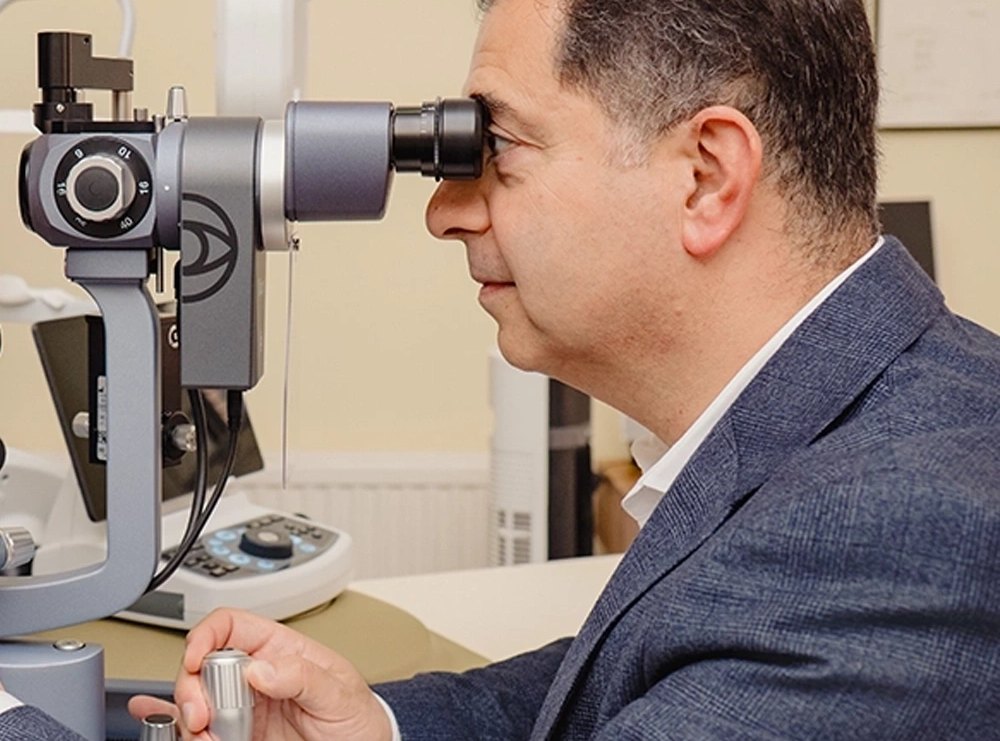 Mr Samer Hamada at the slit lamp