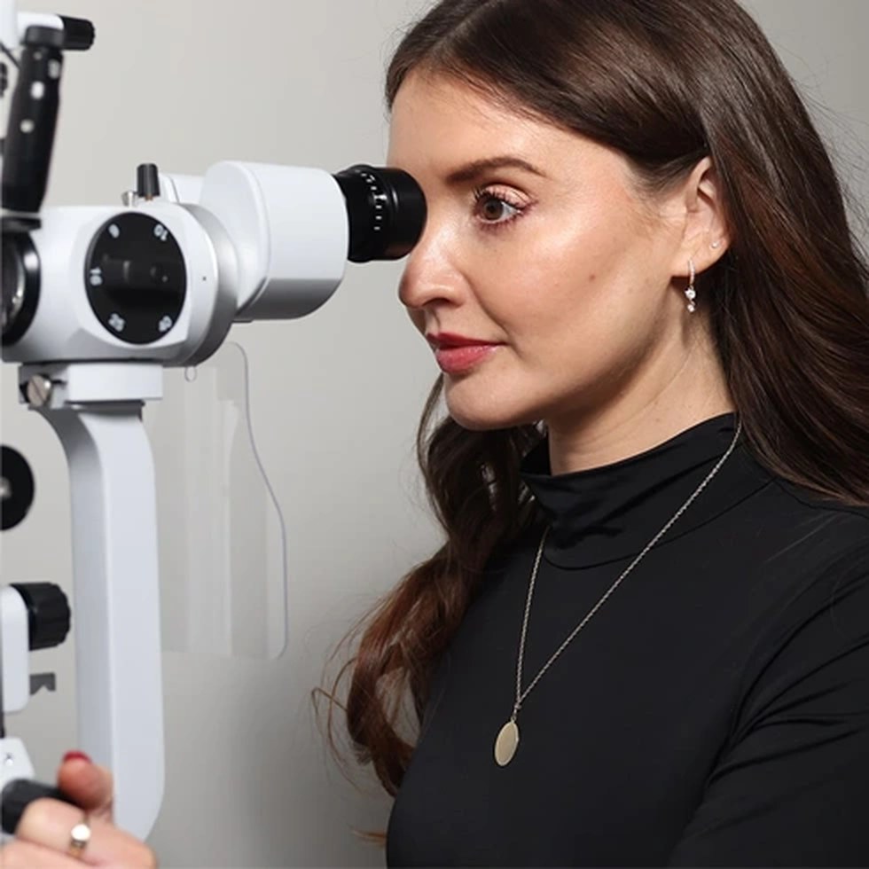 Patient examined at the slit lamp at Eye Clinic London