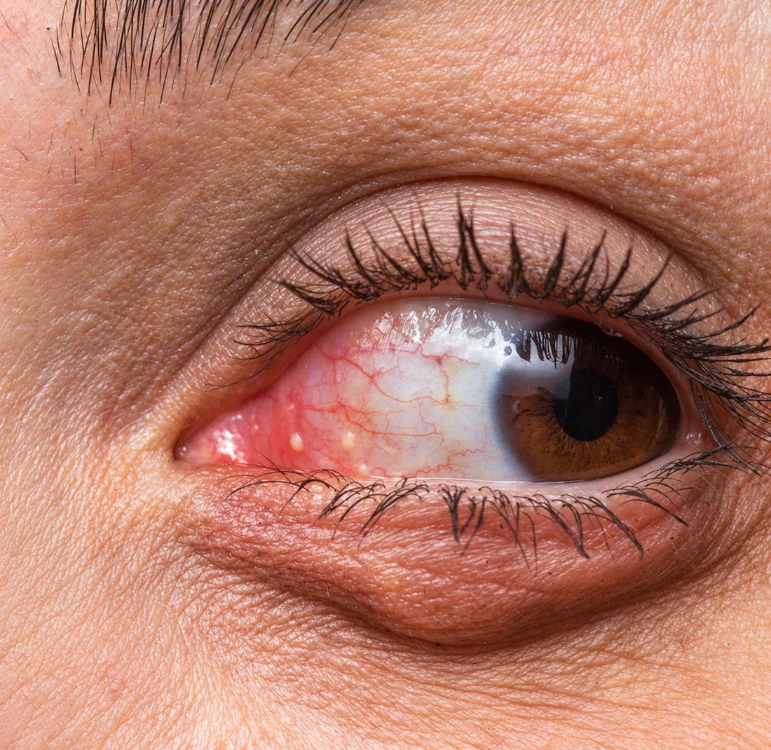 Inflamed eyelid with a chalazion