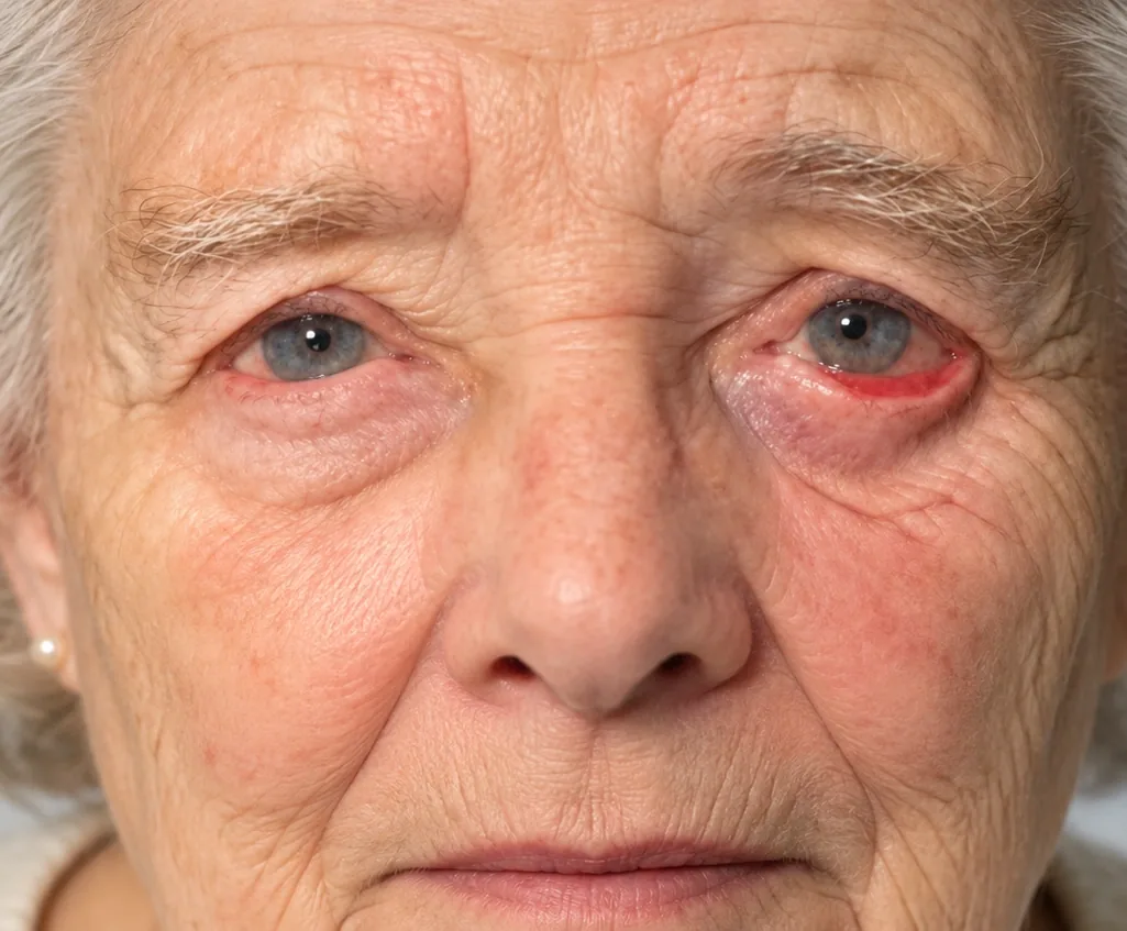 Older patient with the lower eyelid turning outward