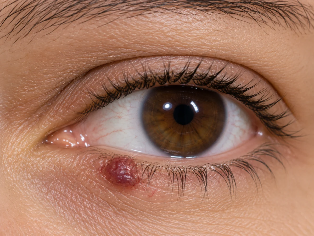 Benign papilloma on the lower lid margin